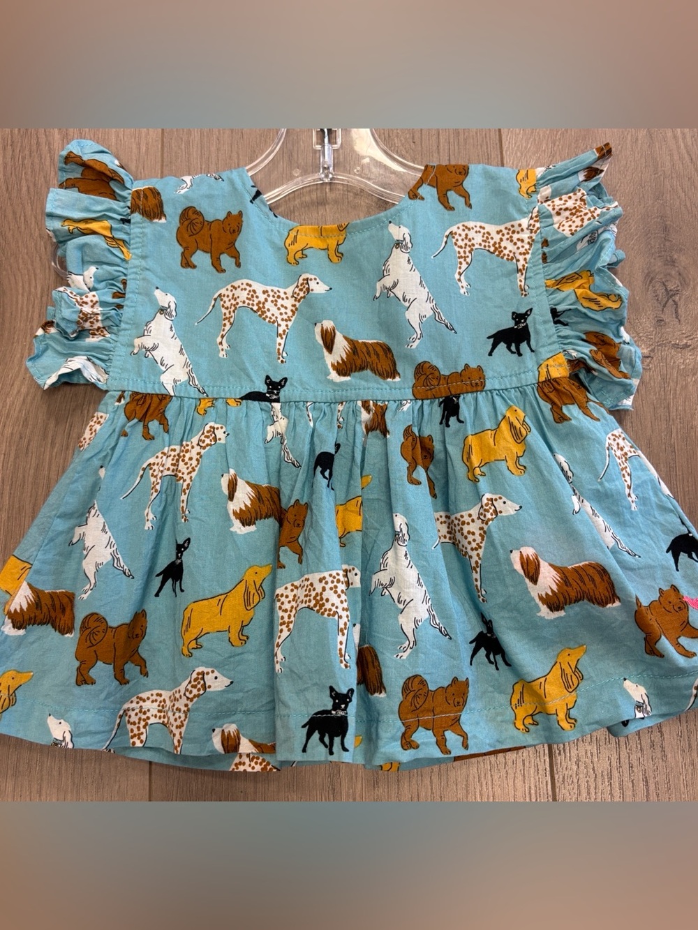 Pink Chicken Light Blue dog Cotton Dress